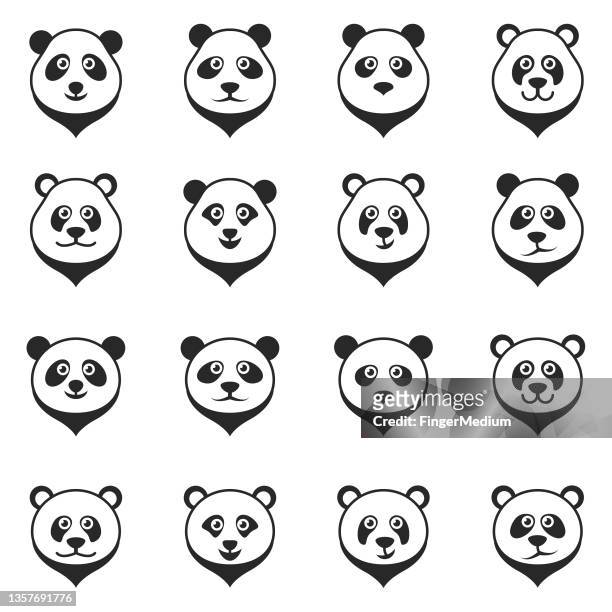 bildbanksillustrationer, clip art samt tecknat material och ikoner med panda vector set - giant panda