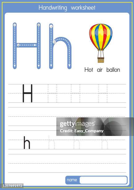vektorabbildung des heißluftballons mit buchstaben h großbuchstabe oder großbuchstabe für kinder lerne übung abc - hitzefrei stock-grafiken, -clipart, -cartoons und -symbole