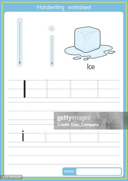 ilustrações, clipart, desenhos animados e ícones de ilustração vetorial de gelo com letra de alfabeto i maiúscula ou letra maiúscula para crianças que aprendem prática abc - frozen drink