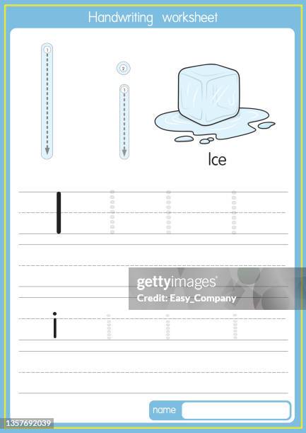 vector illustration of ice with alphabet letter i upper case or capital letter for children learning practice abc - glacier lagoon stock illustrations