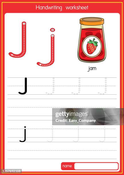 vector illustration of jam with alphabet letter j upper case or capital letter for children learning practice abc - letter j stock illustrations