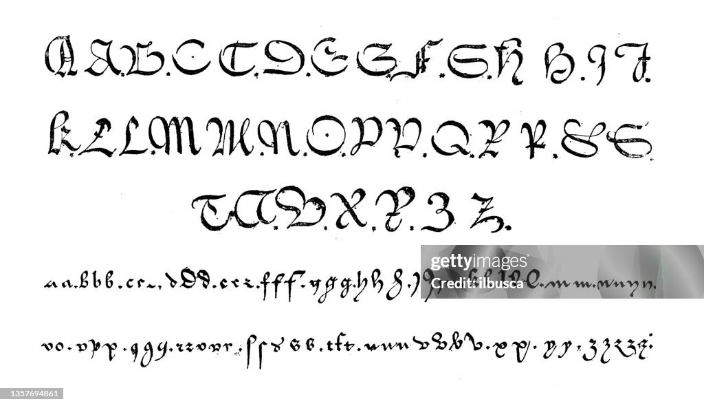 Fifteenth Century Script Antique Illustration 15th Century Manuscript High-Res Vector Graphic ...