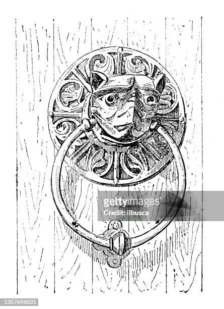 antique illustration: door knocker - door knocker stock illustrations