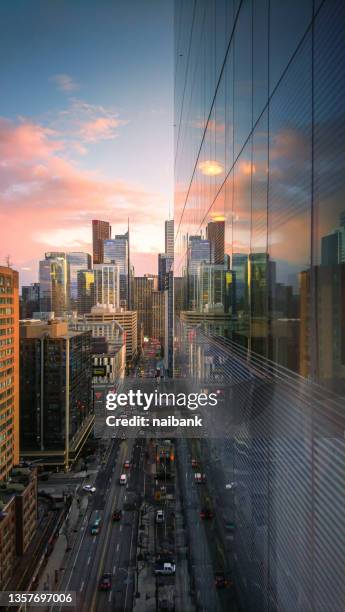 reflected toronto - toronto transit stock pictures, royalty-free photos & images