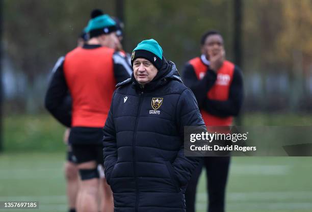 Chris Boyd, the Northampton Saints director of rugby, looks on during the Northampton Saints training session at the University of Northampton on...