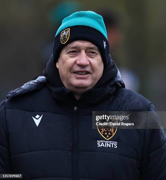 Chris Boyd, the Northampton Saints director of rugby, looks on during the Northampton Saints training session at the University of Northampton on...