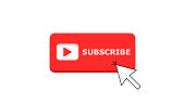 Red subscribe button with arrow cursor