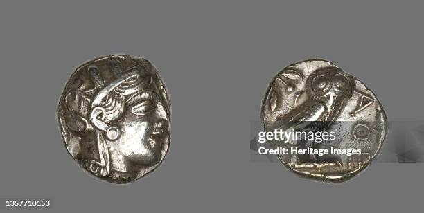 Tetradrachm Depicting the Goddess Athena, about 490 BCE. Artist Unknown.