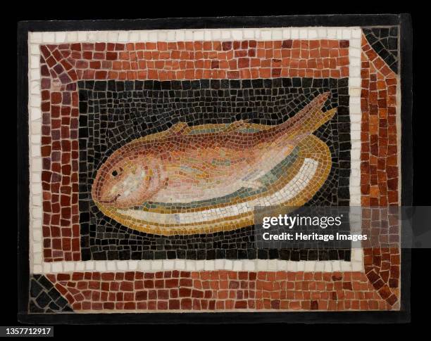 Mosaic Floor Panel Depicting a Fish on a Platter, 2nd century. Panel from a larger mosaic found in the remains of a villa on Monte Rosario, outside...