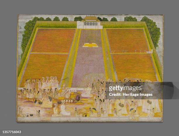 Holi Festival in a Walled Garden with Celebrants, circa 1763/1764. Artist Unknown.