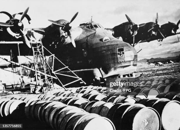 Luftwaffe Messerschmitt Me 323 D-1 Gigant six engined heavy military transport aircraft from Luftwaffe Transportgeschwader 5 undergoes routine...