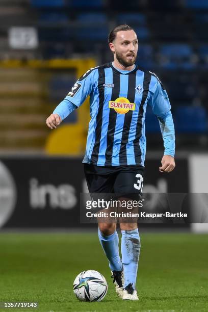 Marco Hoeger of SV Waldhof Mannheim in action during the 3. Liga match between Waldhof Mannheim and SV Wehen Wiesbaden at Carl-Benz-Stadium on...
