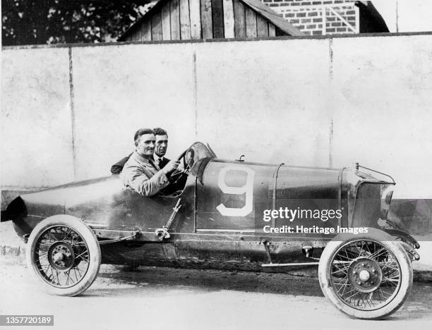 British racing driver George Bedford driving a Hillman, Grand Prix de Voiturettes, Le Mans, France, 1921. Artist Unknown.