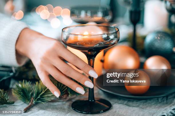 festive pastel white manicure for winter holidays - cocktail party food stock pictures, royalty-free photos & images