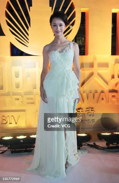 Actress Ni Hongjie arrives at the red carpet of 2011 China Trends Awards at BTV Grand Theater on December 13, 2011 in Beijing, China.