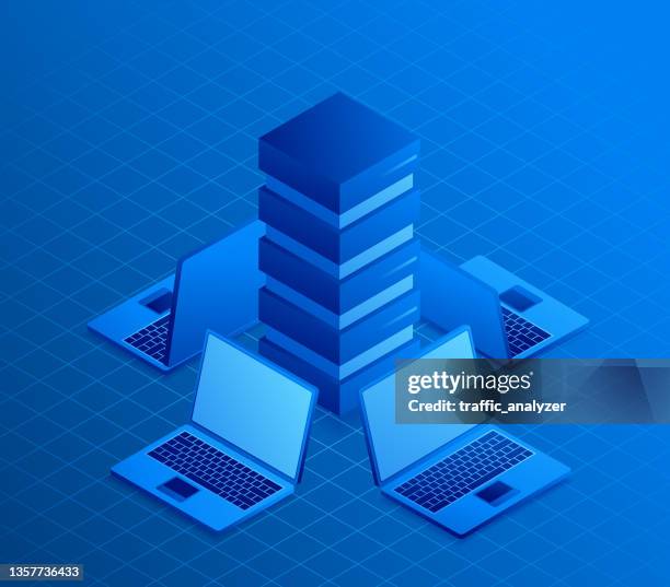 laptops isometric background - sql stock illustrations