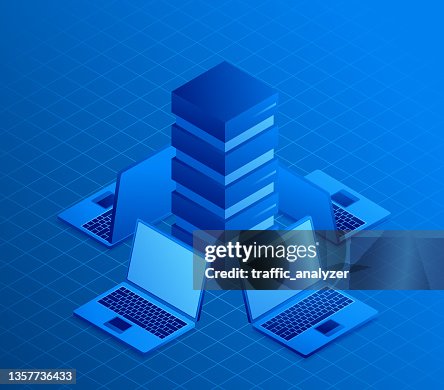 Laptops isometric background Laptops isometric background