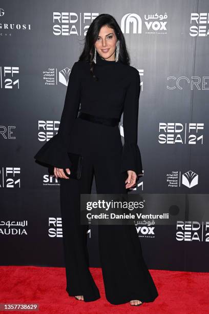 Razane Jammal attends the Huda's Salon premiere during the Red Sea International Film Festival on December 07, 2021 in Jeddah, Saudi Arabia.