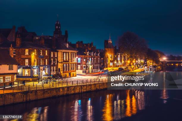 the river ouse in york at night - quayside stock pictures, royalty-free photos & images