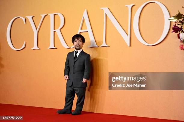 Peter Dinklage attends the UK Premiere of "CYRANO" at Odeon Luxe Leicester Square on December 07, 2021 in London, England.