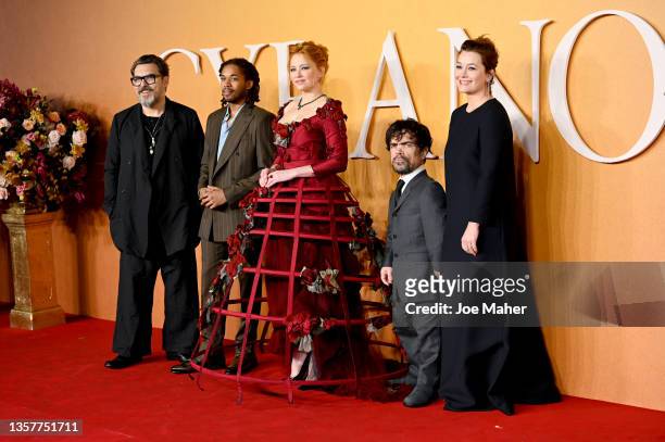 Joe Wright, Kelvin Harrison Jr, Haley Bennett, Peter Dinklage and Erica Schmidt attend the UK Premiere of "CYRANO" at Odeon Luxe Leicester Square on...