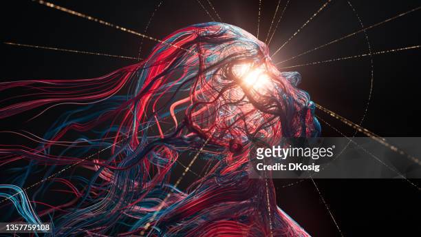 abstract human face - the power of the mind - artificial intelligence, psychology, technology - cyborg stock pictures, royalty-free photos & images