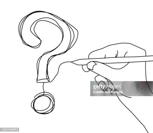 illustration of hand drawing a question mark - punctuation mark ストックフォトと画像
