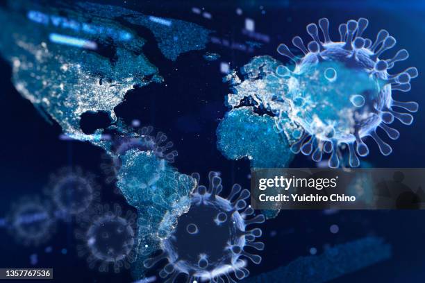 coronavirus covid-19 on world map - corona virus 3d stock pictures, royalty-free photos & images