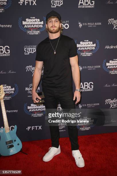 Logan Paul attends The 2021 Sports Illustrated Awards at Seminole Hard Rock Hotel & Casino on December 07, 2021 in Hollywood, Florida.