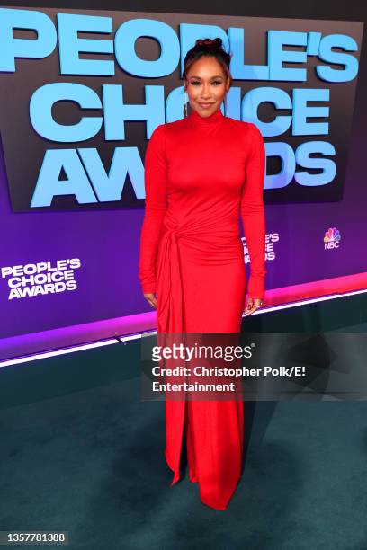 Pictured: Candice Patton arrives to the 2021 People's Choice Awards held at Barker Hangar on December 7, 2021 in Santa Monica, California.
