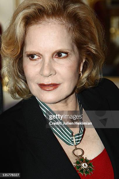 Sylvie Vartan poses after being awarded Commandeur des Arts et Lettres at Ministere de la Culture on December 14, 2011 in Paris, France.