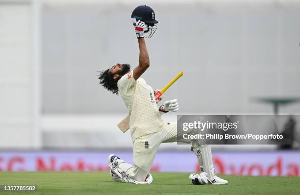 Haseeb Hameed of England prepares to put his helmet back on during day one of the First Test Match in the Ashes series between Australia and England...