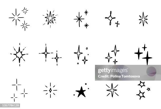 line star glitter shine of doodle set - stars pattern stock illustrations