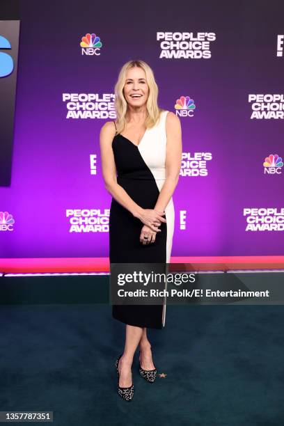 Pictured: Chelsea Handler arrives to the 2021 People's Choice Awards held at Barker Hangar on December 7, 2021 in Santa Monica, California.