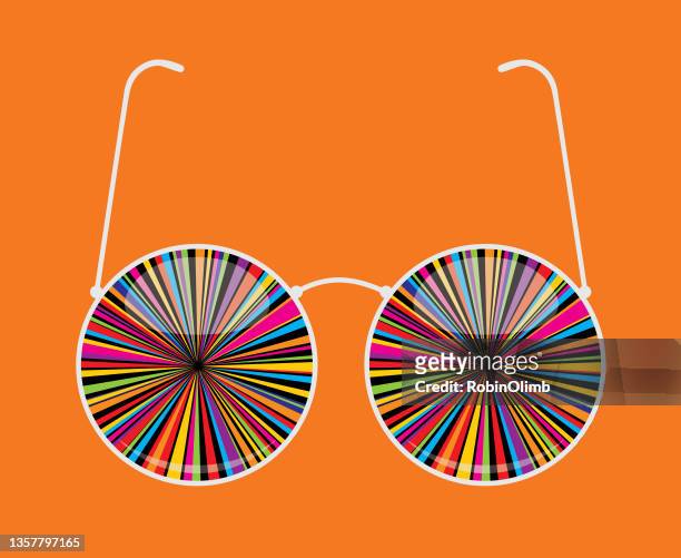 psychedelic twist eyeglasses - protective eyewear stock illustrations