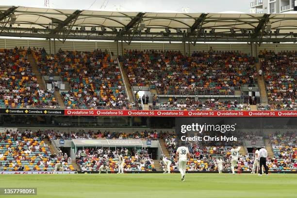 General view during day one of the First Test Match in the Ashes series between Australia and England at The Gabba on December 08, 2021 in Brisbane,...