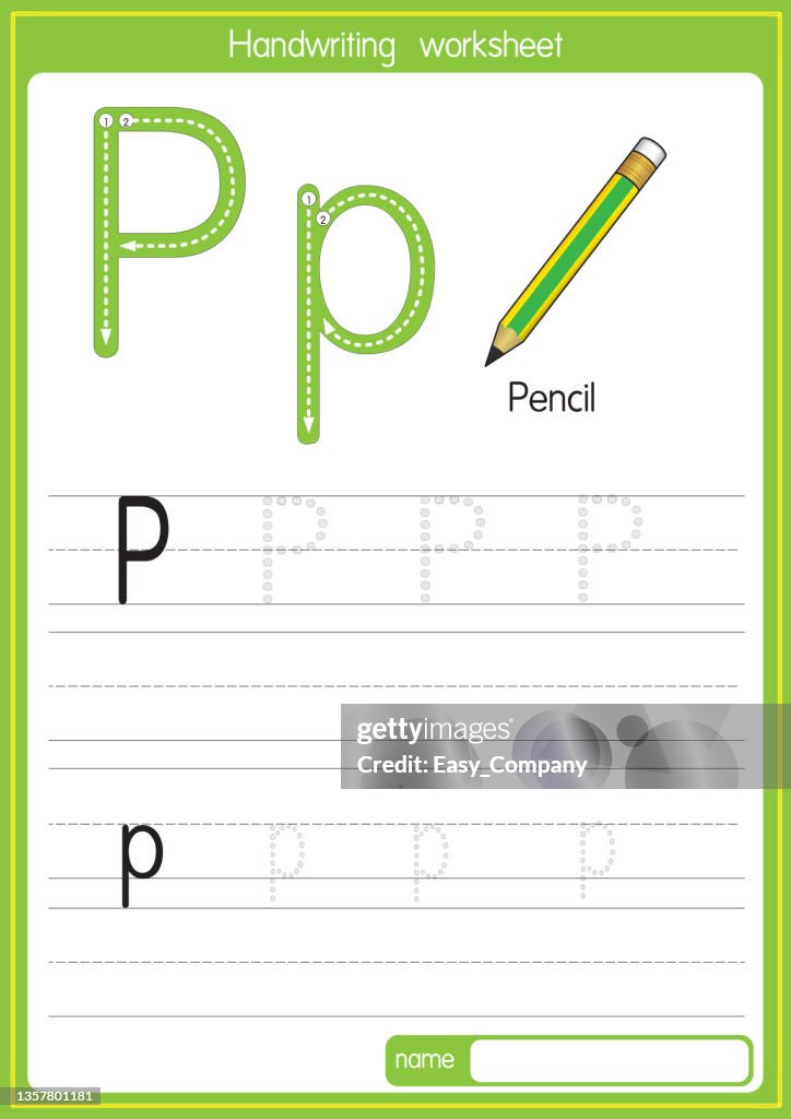 Vector Illustration Of Pencil With Alphabet Letter P Upper Case Or ...