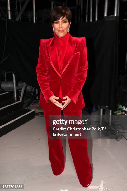 Pictured: Kris Jenner poses during the 2021 People's Choice Awards held at Barker Hangar on December 7, 2021 in Santa Monica, California.