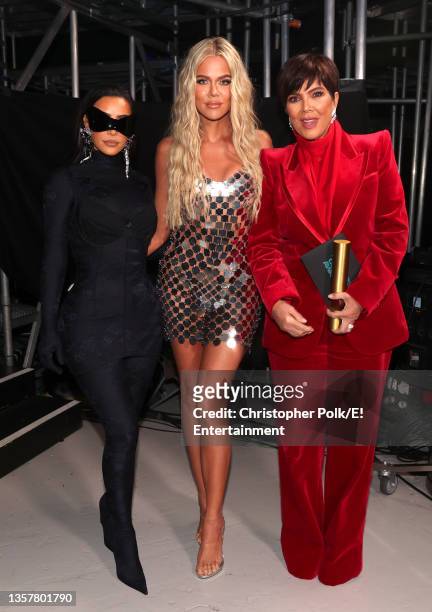 Pictured: Kim Kardashian West, Khloé Kardashian, and Kris Jenner, winners of The Reality Show of 2021 award for ‘Keeping Up With the Kardashians,’...