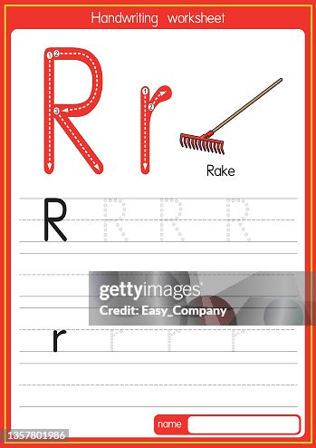 Vector Illustration Of Rake With Alphabet Letter R Upper Case Or ...