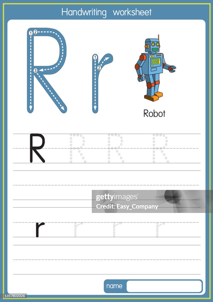 Vector Illustration Of Robot With Alphabet Letter R Upper Case Or ...
