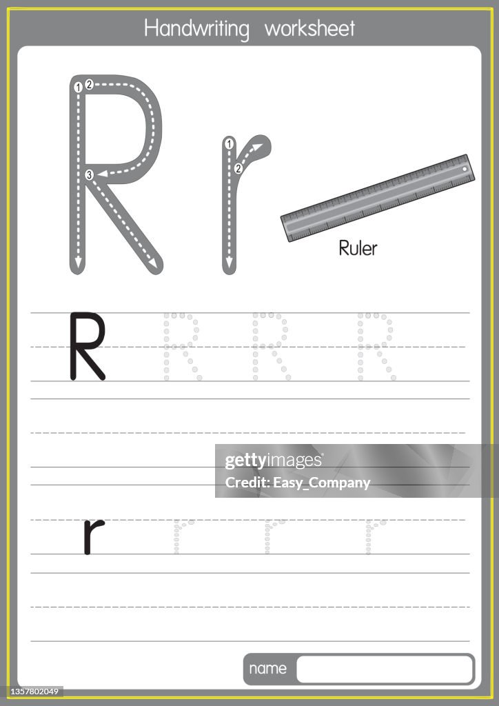 Letter R With Ruler Leg Vector Illustration Of Ruler With Alphabet Letter R Upper Case Or ...
