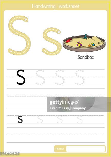 vektordarstellung der sandbox mit buchstaben s großbuchstabe oder großbuchstabe für kinder lernübung abc - sandkasten stock-grafiken, -clipart, -cartoons und -symbole