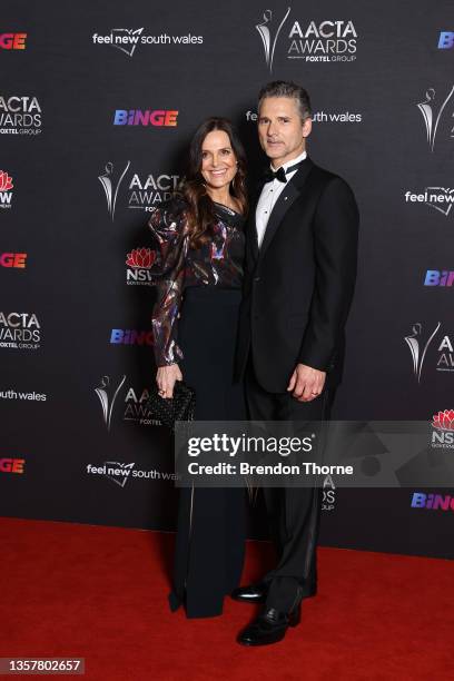 Rebecca Gleeson and Eric Bana arrive ahead of the 2021 AACTA Awards Presented by Foxtel Group at the Sydney Opera House on December 08, 2021 in...