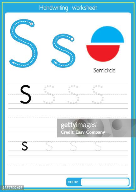 vector illustration of semicircle with alphabet letter s upper case or capital letter for children learning practice abc - circle shape stock illustrations