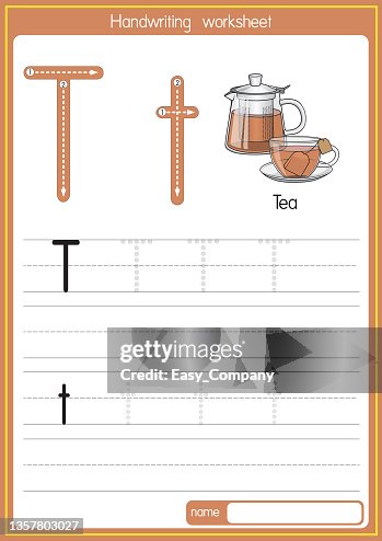 Vector Illustration Of Tea With Alphabet Letter T Upper Case Or Capital ...