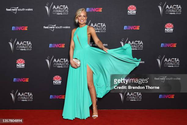Carrie Brickmore arrives ahead of the 2021 AACTA Awards Presented by Foxtel Group at the Sydney Opera House on December 08, 2021 in Sydney, Australia.