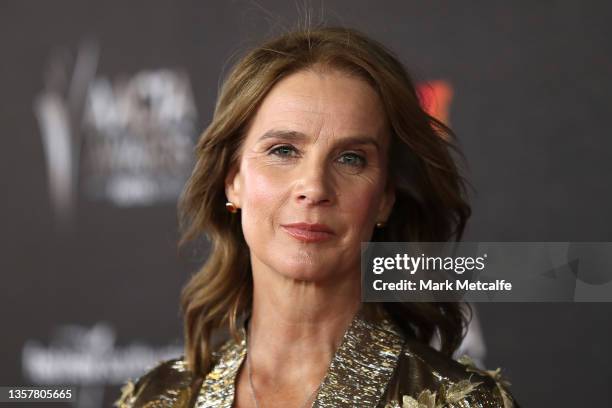 Rachel Griffiths arrives ahead of the 2021 AACTA Awards Presented by Foxtel Group at the Sydney Opera House on December 08, 2021 in Sydney, Australia.