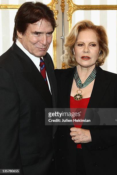 Sylvie Vartan is pictured with her husband Tony Scotti after being awarded Commandeur des Arts et Lettres at Ministere de la Culture on December 14,...