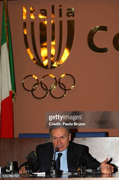 Gianni Petrucci, President of C.O.N.I., attends a "Tavolo Della Pace" Meeting on December 14, 2011 in Rome, Italy.